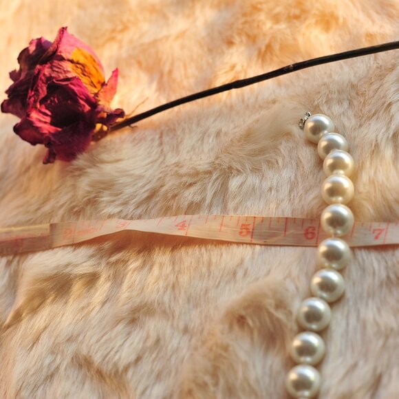 Zara Vintage Wedding Simulated Pearl Circle Chained CD-Chain Bracelet Studs - Picture 1 of 9
